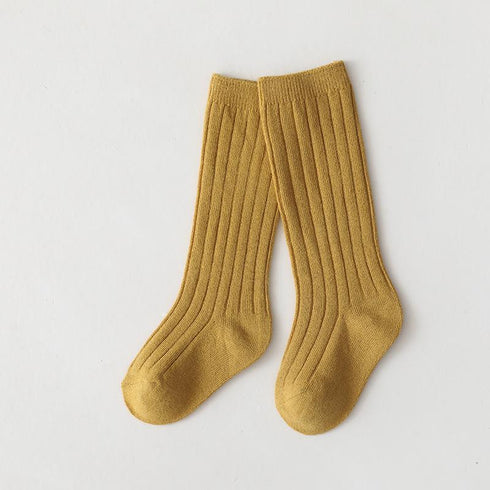 Multicolor children's socks double needle vertical stripes middle stockings baby socks solid color sports socks