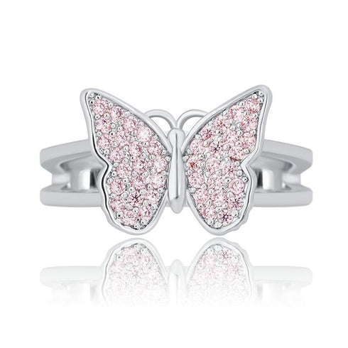 Butterfly women's ring full of zircon hip hop ring