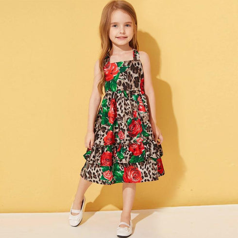 Children's Patchwork Leopard Suspender Dress