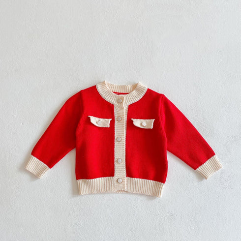 Red suit cardigan coat ha clothes baby ha clothes climbing suit two-piece single shot