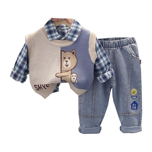 Boys sports suit spring and autumn three-piece set
