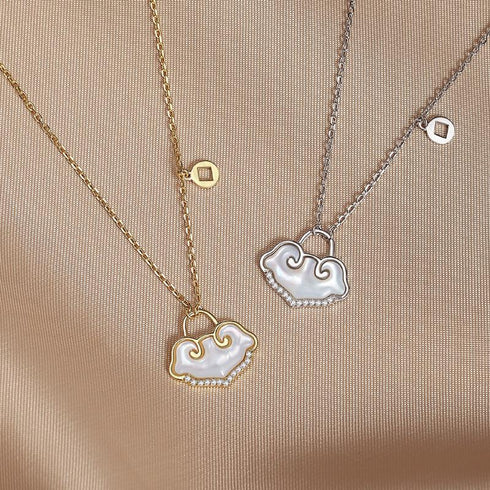 Sterling Silver Necklace Retro Ping An Lock Fritillaria Necklace Chain