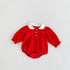 Red Long Sleeve Doll Neck Hark Triangle Wrap Fart Jumpsuit Climbing Suit
