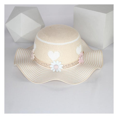 Children's summer sunscreen straw hat, Circumference 19-20 in