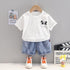 Boys casual suit denim shorts short sleeve two-piece set