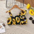 Girl's Summer Sunflower Printed Top Skirt Two-Piece Set