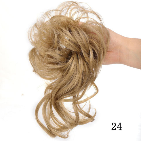 Synthetic bun wig fluffy hair ring ball head
