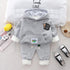 Autumn and winter boys plus velvet hooded sweater suit two-piece set