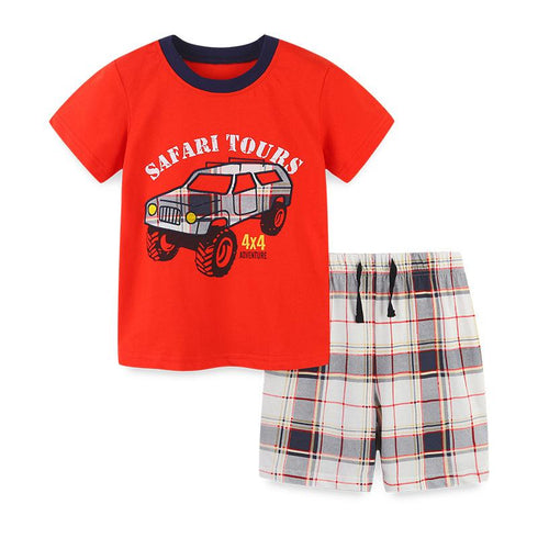 Summer boys off-road vehicle short sleeve suit
