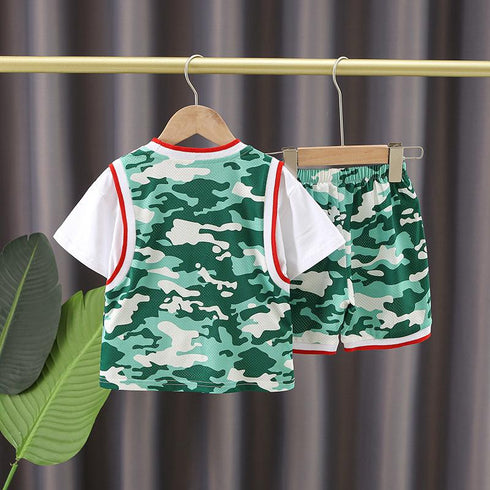 Boys summer short sleeve suit two-piece set