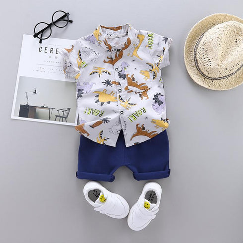 Summer Boys Dinosaur Print Short Sleeve Set