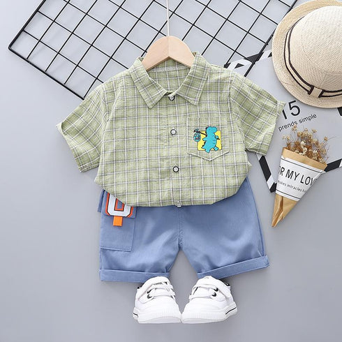 Lapel Little Dinosaur Shirt Short Sleeve Suit