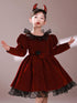 Children's Princess Dress Fall/Winter Red Velvet Halloween Dress Christmas New Year Joker Dress
