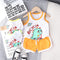 Cartoon round neck sleeveless vest set sports shorts two-piece set