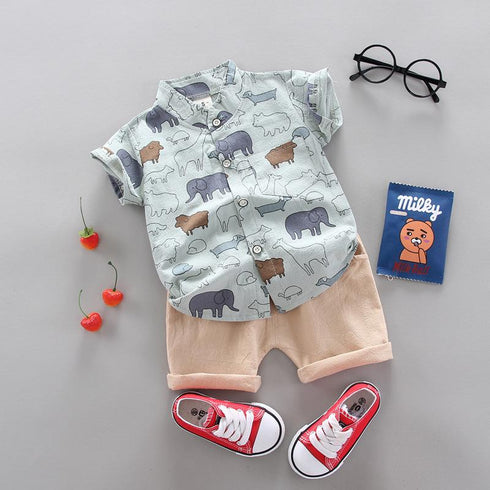 Cartoon elephant baby boy summer short sleeve suit boy baby cross-border supply stable a generation of hair