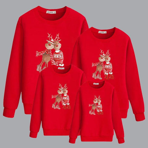 Christmas cartoon cute elk printed warm sweater family of three series