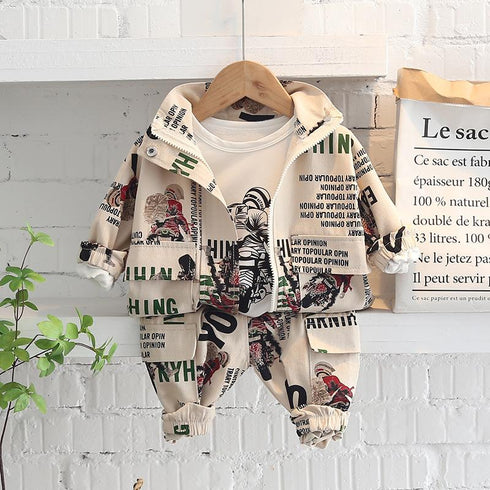 Boys' Spring and Autumn Sports Three-Piece Set