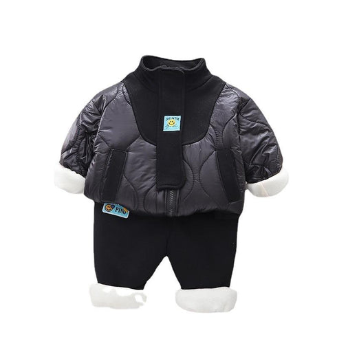 Winter children plus velvet padded suit two-piece set