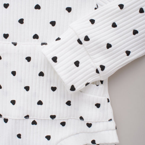 Spring and autumn cotton pit love printing ha coat hat and trousers two-piece set