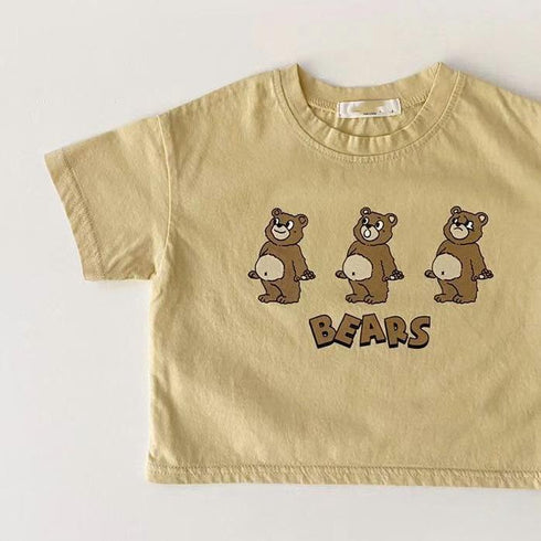 Bear Bear Round Neck Short Sleeve Simple T