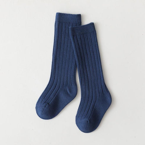 Multicolor children's socks double needle vertical stripes middle stockings baby socks solid color sports socks