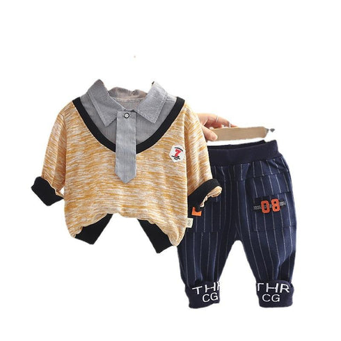Spring and Autumn Boys Long Sleeve Suit Casual Pants Two-Piece Set