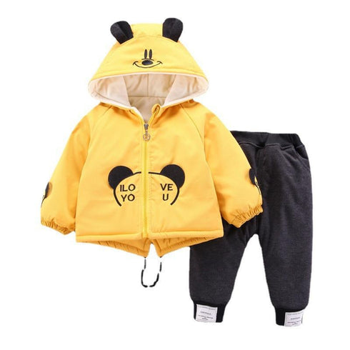 Children's Thickened Winter Hooded Casual Cardigan Set