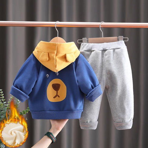 Autumn and winter children plus velvet sweater jacket trousers set of three