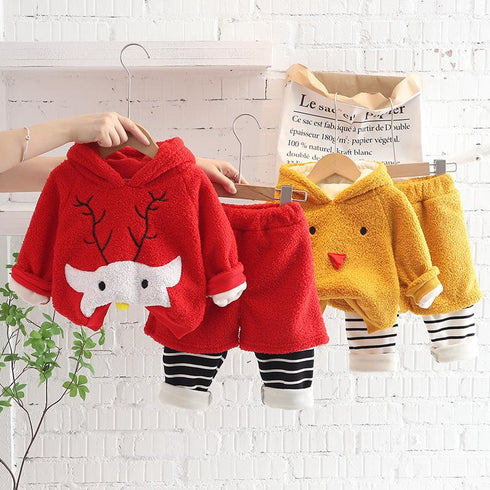 Children's Cashmere Set Warm Winter Dress Two-Piece Set