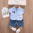 Children's Letter Pocket Shirt Jeans Set