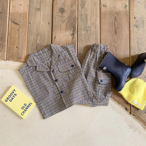 Children's Check Sleeveless Suit