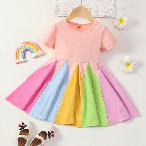 Summer Girl's Rainbow Crewneck Dress
