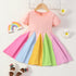 Summer Girl's Rainbow Crewneck Dress