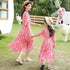 Mommy And Me Love V-neck Trumpet Sleeve Parent-child Dress