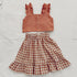 Girl's Summer Sling Cropped Top Plaid Skirt Set