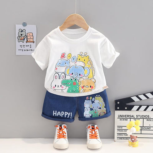 Boys summer short sleeve sports two-piece set