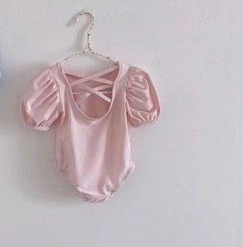 Hollow Out Bubble Short Sleeve Fart Bathing Suit On The Back