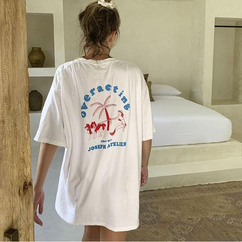 Summer Alphabet Print Short Sleeve T-shirt For Couples