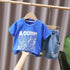 Boys summer suit short sleeve denim shorts two-piece set