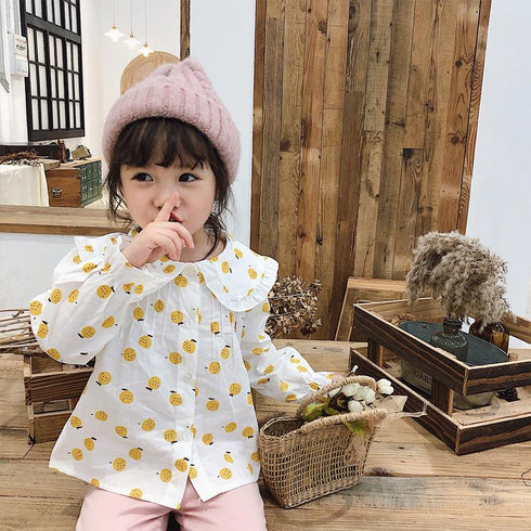 Korean children's shirt spring and autumn long sleeve white jacket