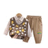 Children spring and autumn long sleeve shirt knitted waistcoat sweater vest set of three