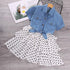 Girl's Short-Sleeve Denim Jacket Dot Skirt