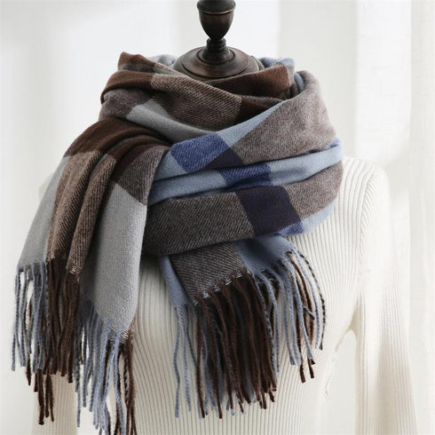 Fashion Plaid Scarf Sweet Cashmere Scarf Thickened Warm Shawl