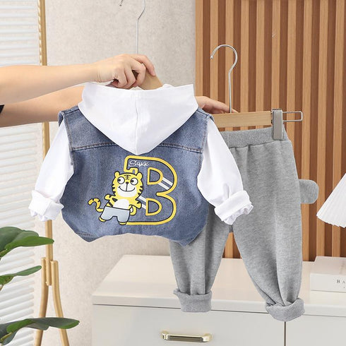 Spring and Autumn Boys Casual Cowboy Vest Set of Three