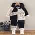 Baby autumn and winter plus velvet suit two-piece set