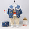 Girl's Denim Coat Cardigan Three-Piece Set
