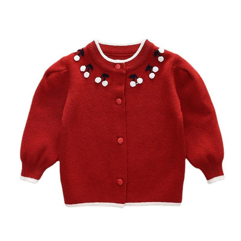 Little Cherry Sweater New Year Christmas Cardigan Long Sleeve Knitted Shirt