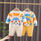 Children's suit spring and autumn cartoon suspenders two-piece suit