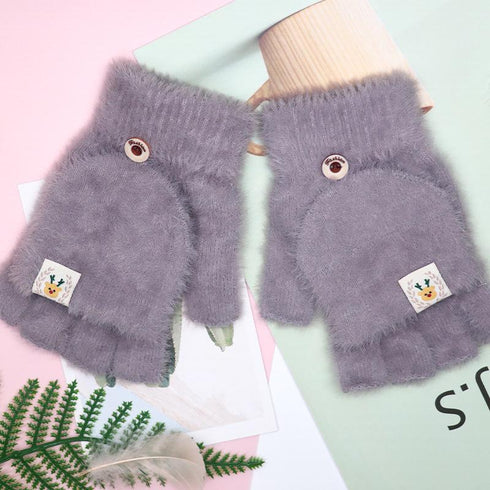 Simple half-finger flip writing cycling warm gloves