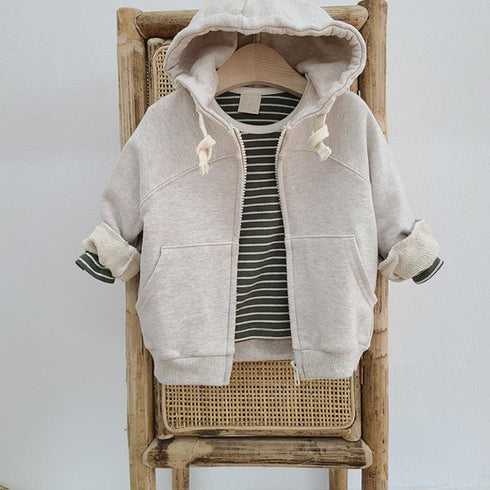 Fall/winter baby hooded sweater casual cardigan jacket zipper shirt
